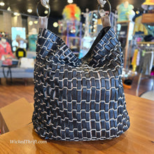  CHICOS Black Leather Woven Boho Shoulder Bag - PopRock Vintage. The cool quotes t-shirt store.