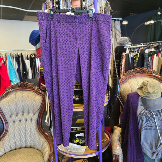 LANE BRYANT Purple/Black Polkadot Pants 22