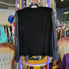 ALEX EVENINGS Black Velvet Jacket w. Sheer Puff Sleeve L
