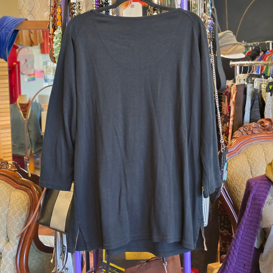 KAREN SCOTT Halloween Ghost/Bats Long Sleeve Top XL AS IS