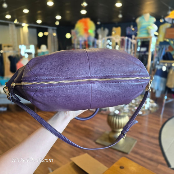 TORY BURCH Purple "Ivy Slouch Satchel" - PopRock Vintage. The cool quotes t-shirt store.