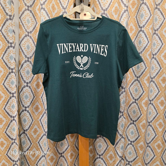 VINEYARD VINES Dark Green "Tennis Club" Tee XL - PopRock Vintage. The cool quotes t-shirt store.