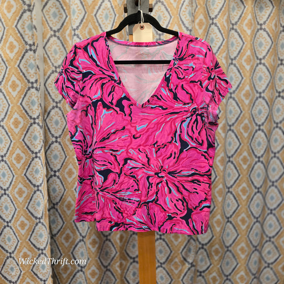 LILLY PULITZER Pink/Blue Tee XL - PopRock Vintage. The cool quotes t-shirt store.