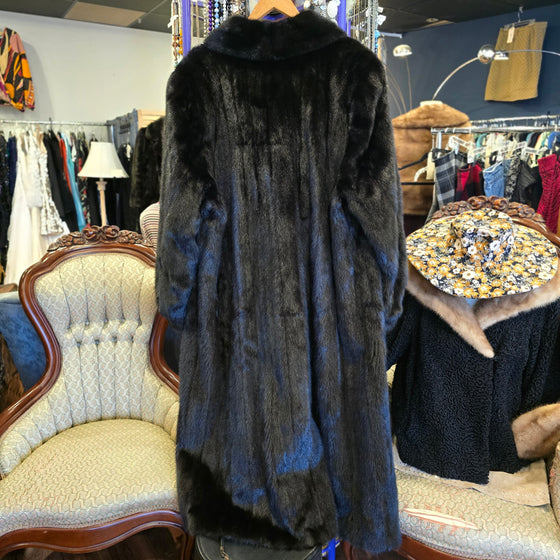 VINTAGE FUR  Black Full Length Mink