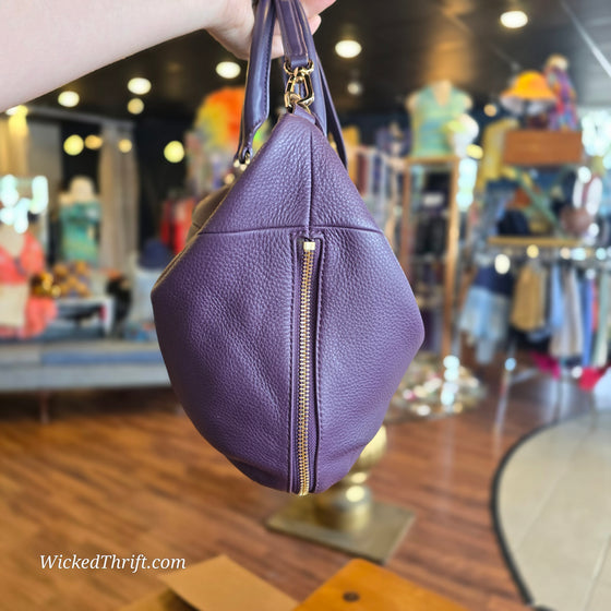 TORY BURCH Purple "Ivy Slouch Satchel" - PopRock Vintage. The cool quotes t-shirt store.