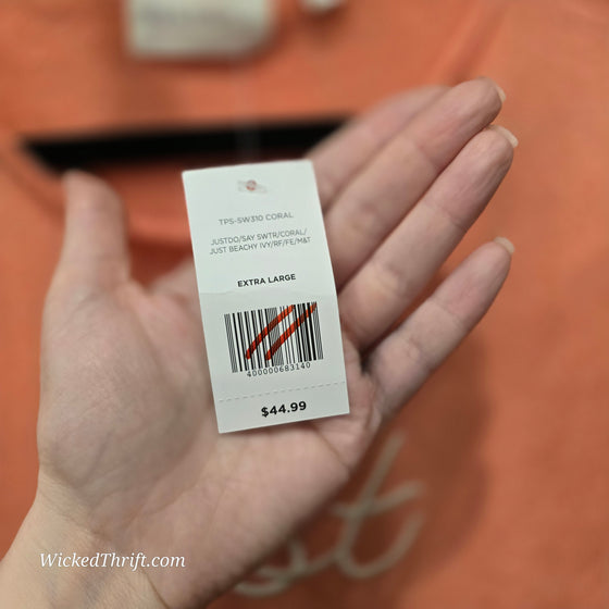 MIA & TESS NWT Peach "Just Beachy" Summer Knit XL - PopRock Vintage. The cool quotes t-shirt store.