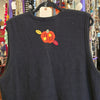 VINTAGE KAREN SCOTT Black Halloween Knit Vest w. Mini Pumpkin Buttons XL