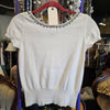 BANANA REPUBLIC Cream Beaded Neckline Tshirt Sweater XS