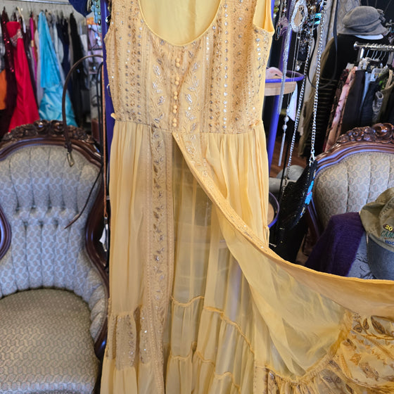 PRICE DROP! ALIZEHP Yellow Maxi Dress w. Front Cutout 38