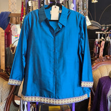  PRICE DROP! SILK LORE Blue 100% Silk Jacket w. Embroidery Bottom 1X