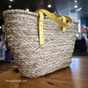 CALIA Seagrass & Yellow Vegan Leather Large Tote - PopRock Vintage. The cool quotes t-shirt store.