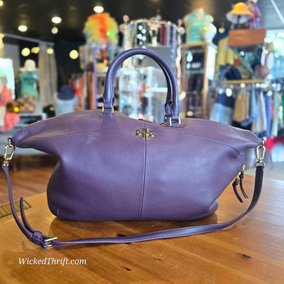 TORY BURCH Purple "Ivy Slouch Satchel" - PopRock Vintage. The cool quotes t-shirt store.