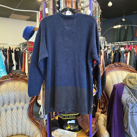 VINTAGE LAUREN HENSEN Knit Spooky Pumpkin Fall Night Scene Sweater 1X