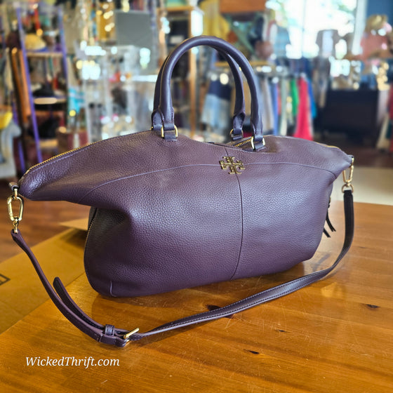 TORY BURCH Purple "Ivy Slouch Satchel" - PopRock Vintage. The cool quotes t-shirt store.