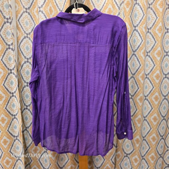 CHICOS Purple Rayon Blend Button Up 2 - PopRock Vintage. The cool quotes t-shirt store.