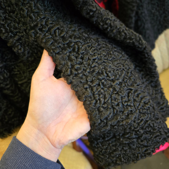 VINTAGE FUR Persian Lamb w. Light Brown Mink Collar