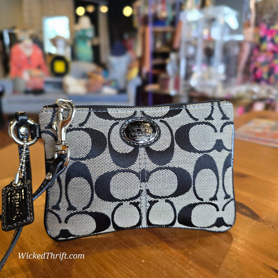 COACH Black/Grey Monogram Wristlet - PopRock Vintage. The cool quotes t-shirt store.