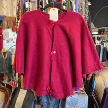  VINTAGE Maroon Fleece Poncho Cardigan OS