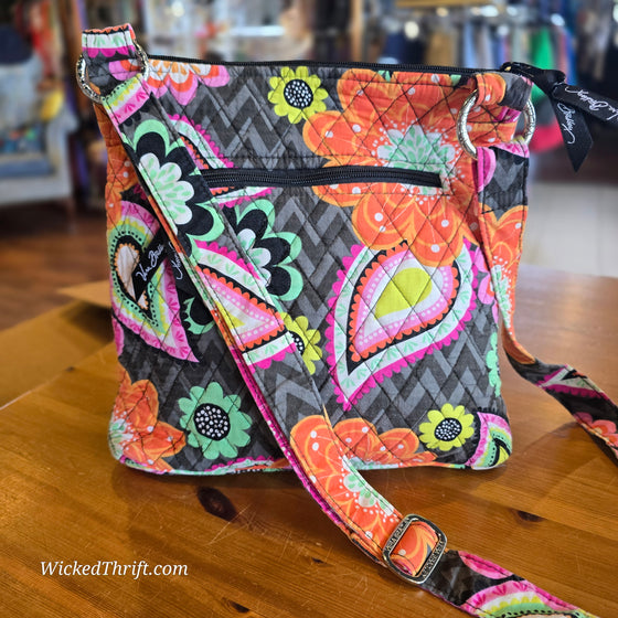VERA BRADLEY Yellow/Orange Floral Flat Crossbody - PopRock Vintage. The cool quotes t-shirt store.