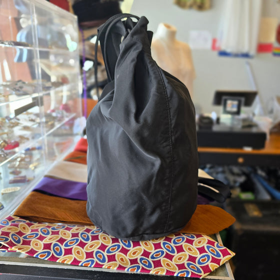 PRADA Black Nylon Drawstring Bucket Bag - PopRock Vintage. The cool quotes t-shirt store.