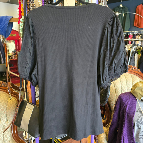 J CREW NWT Black Puff Sleeve Top 2X