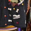 VINTAGE KAREN SCOTT Black Halloween Knit Vest w. Mini Pumpkin Buttons XL