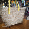 CALIA Seagrass & Yellow Vegan Leather Large Tote - PopRock Vintage. The cool quotes t-shirt store.