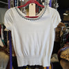 BANANA REPUBLIC Cream Beaded Neckline Tshirt Sweater XS