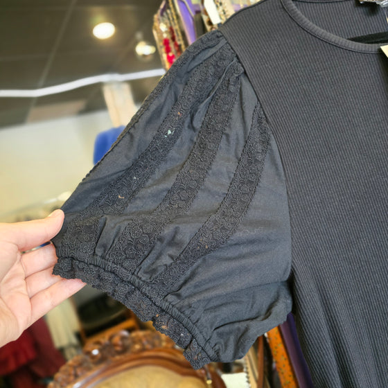 J CREW NWT Black Puff Sleeve Top 2X